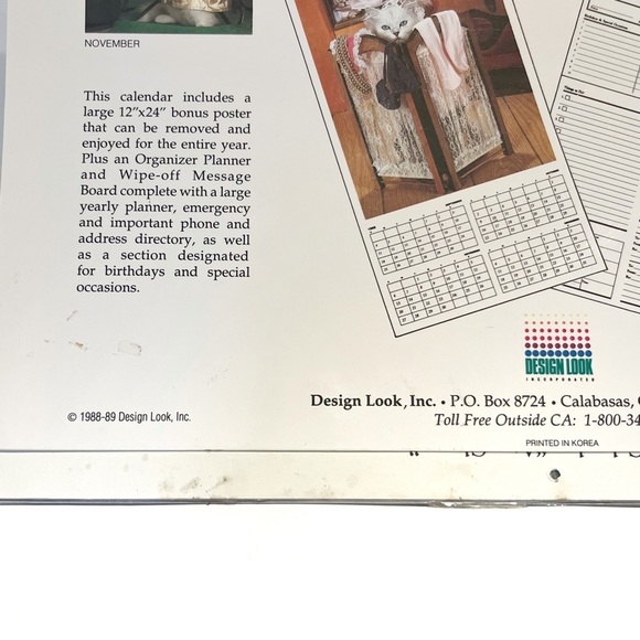 Vintage 1989 Calendar Pictures of Cats Dressed Up in Clothes Kitty Cute Kitten - Picture 14 of 16